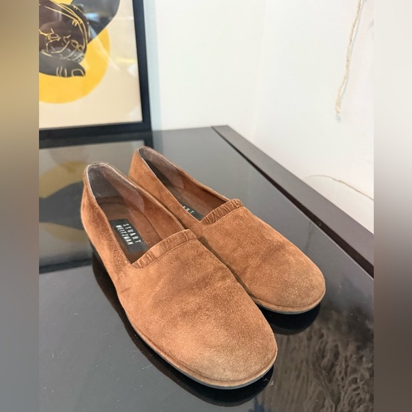 Stuart Weitzman Chocolate Brown Suede Loafers Sz 8 Camel Toe - Picture 1 of 5